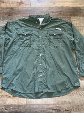 Columbia Men's Green Button-Down Outdoor Shirt PFG XXL